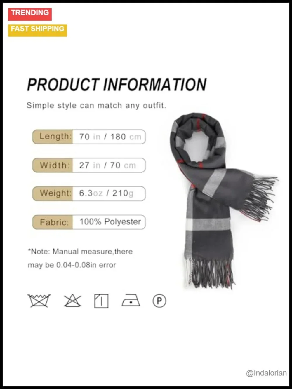 Soft Cashmere-Feel Viscose Long Scarf Shawl Wrap